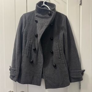 Babaton Gray Double-Breasted Peacoat
